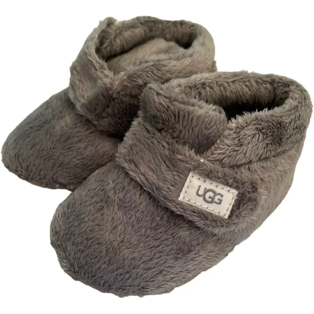 NWOT Infant Plush Ugg No Tie Booties GRAY size 4/5